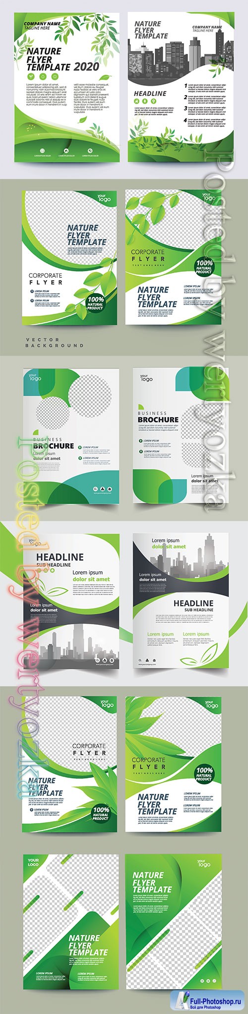 Vector eco flyer, poster, brochure, magazine cover template