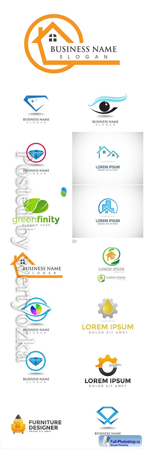 Logos set, business vector # 9