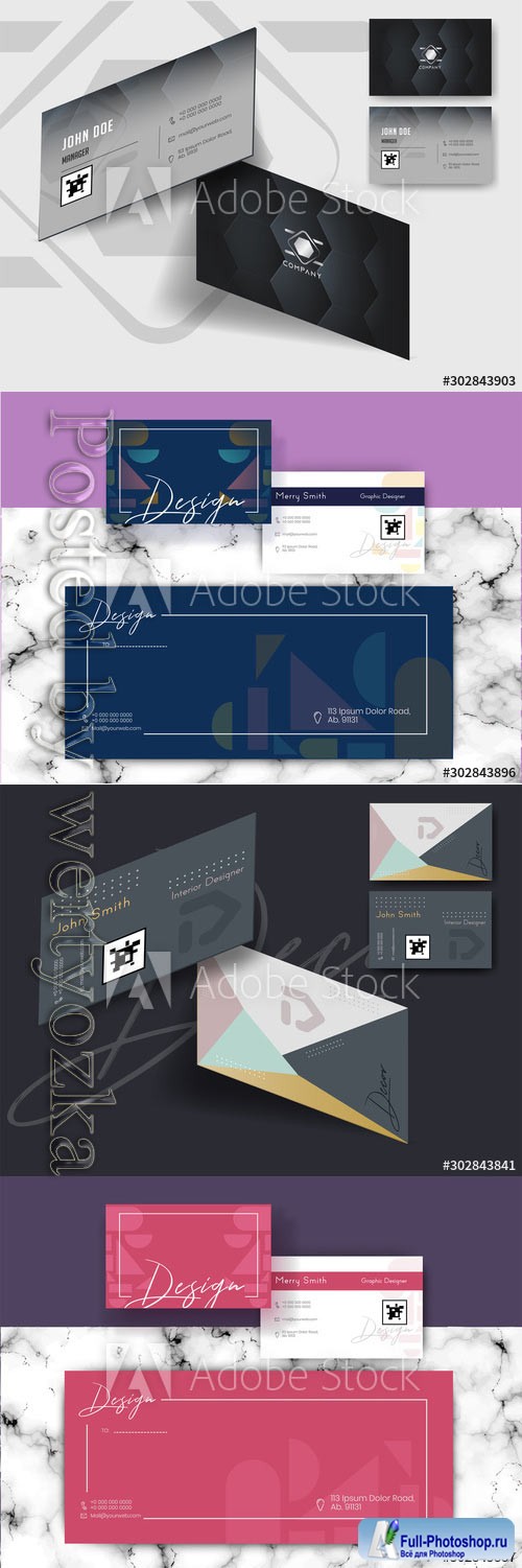 Front and back view of business card design