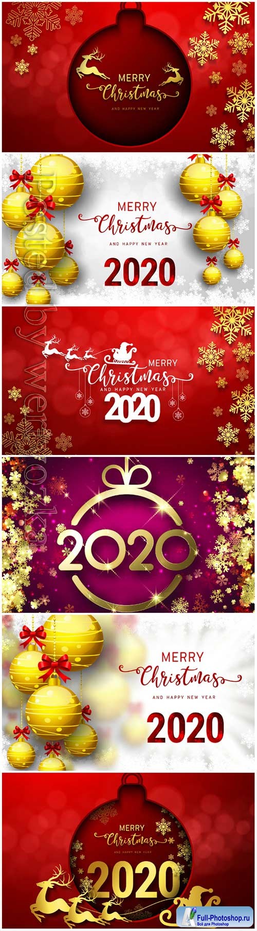 2020 Merry Chistmas and Happy New Year vector illustration # 11