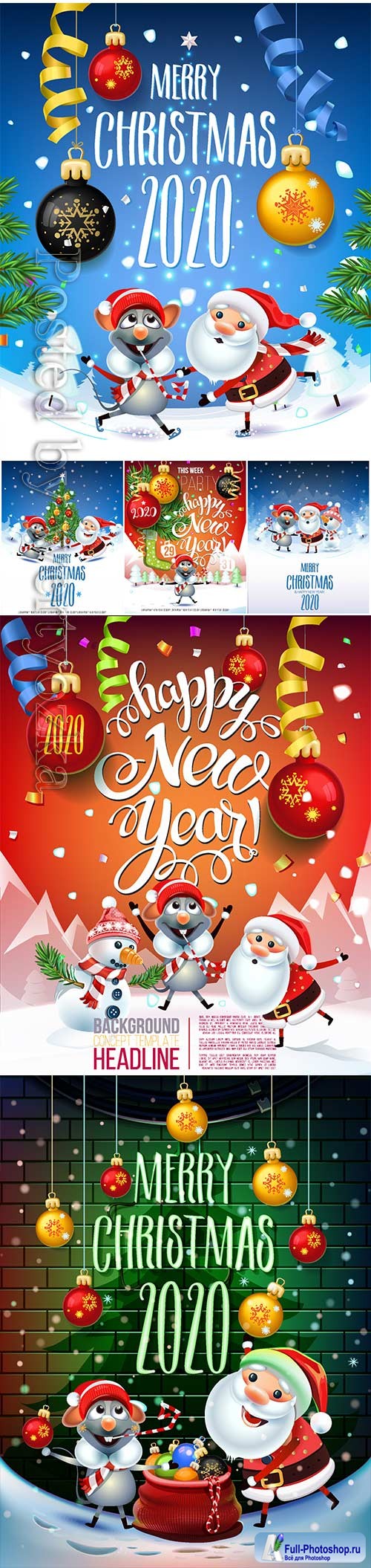 2020 Merry Chistmas and Happy New Year vector illustration # 8