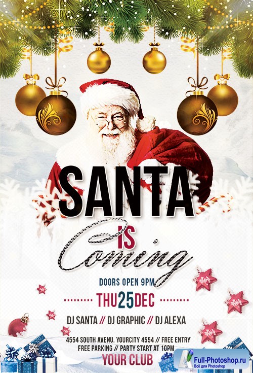 Santa is Coming - Premium flyer psd template