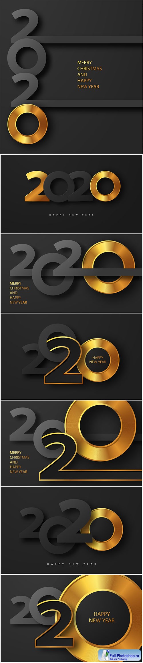 Merry Christmas and Happy new year 2020 banner with golden luxury text