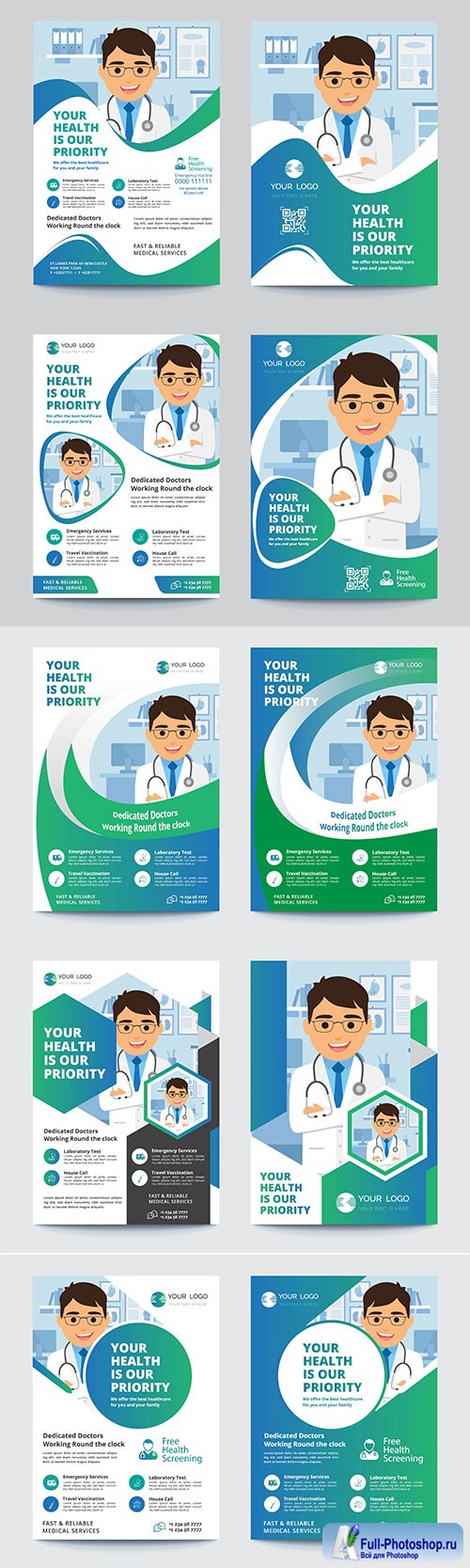 Medical flyer vector template