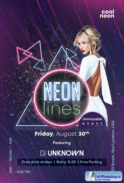 Neon Lines - Premium flyer psd template