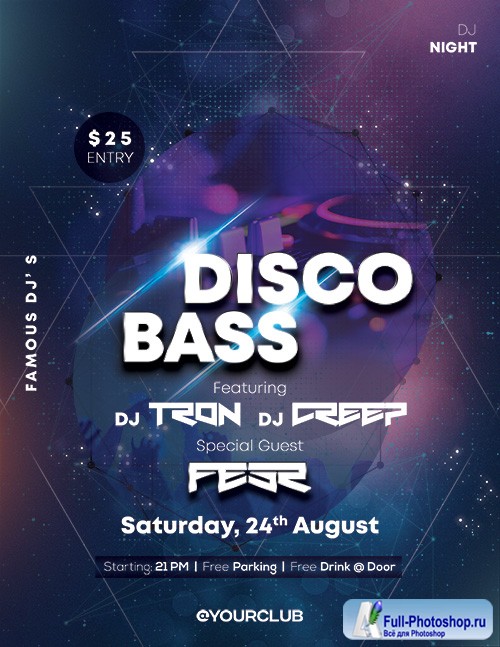 Disco Bass - Premium flyer psd template