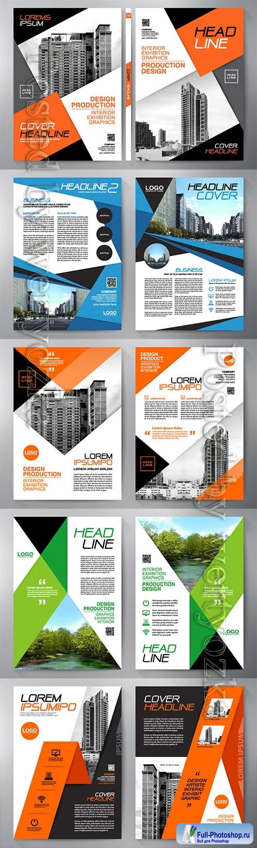Business brochure flyer, cover book and magazine, annual report 