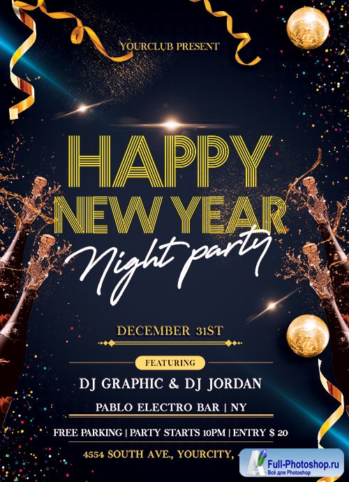 New Year Night Party - Premium flyer psd template