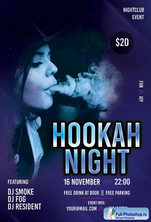 Hookah Night - Premium flyer psd template
