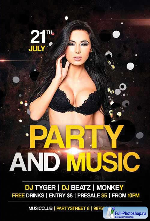 Party and Music - Premium flyer psd template