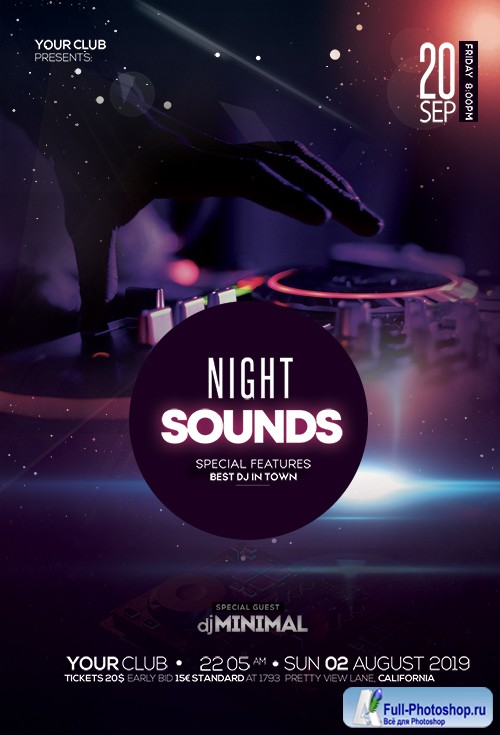 Night Sounds PSD Flyer Template