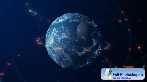 Videohive - Digital Earth With Connection Lines 4K - 24975917
