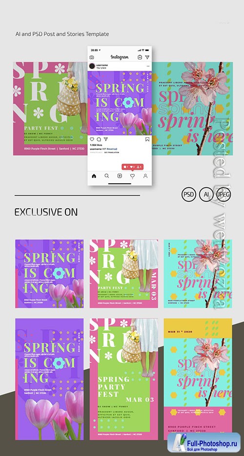 Spring banner - Premium flyer psd template