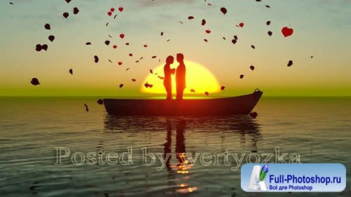 Videohive - Sunset Landscape with Valentines Living Love in Boat - 
24472719
