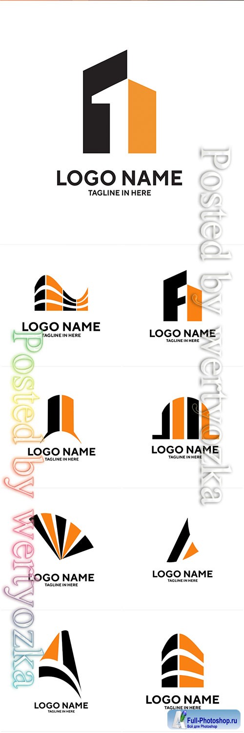 Construction and building company logos vector illustration