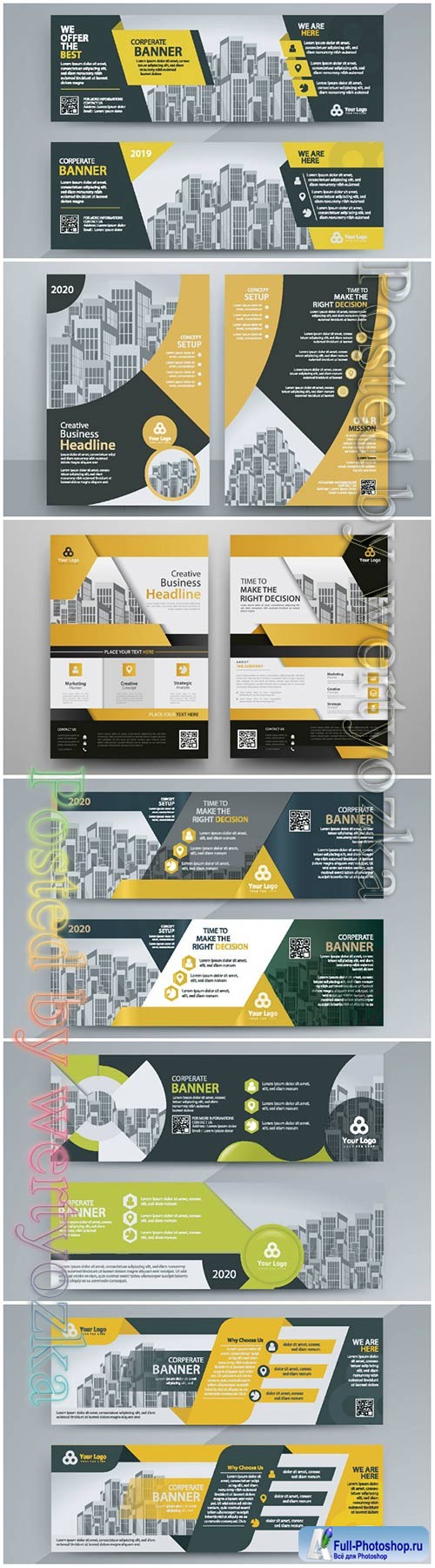 Corporate business banner, abstract vector brochure