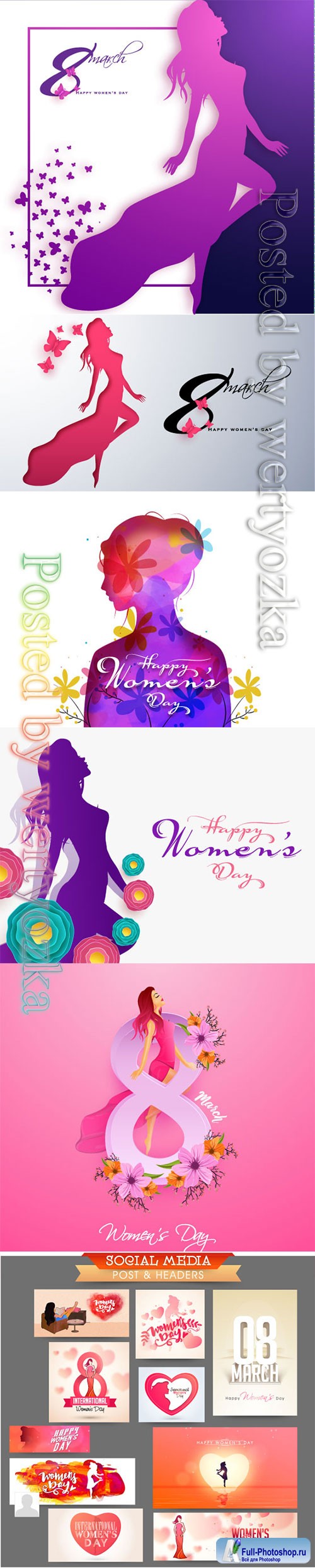 Happy Women's Day greeting card design with beautiful lady