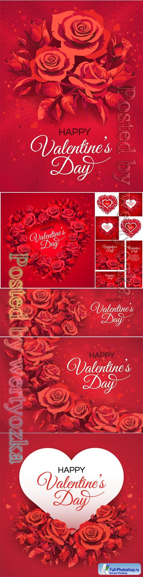 Valentine's Day greeting card templates with red roses