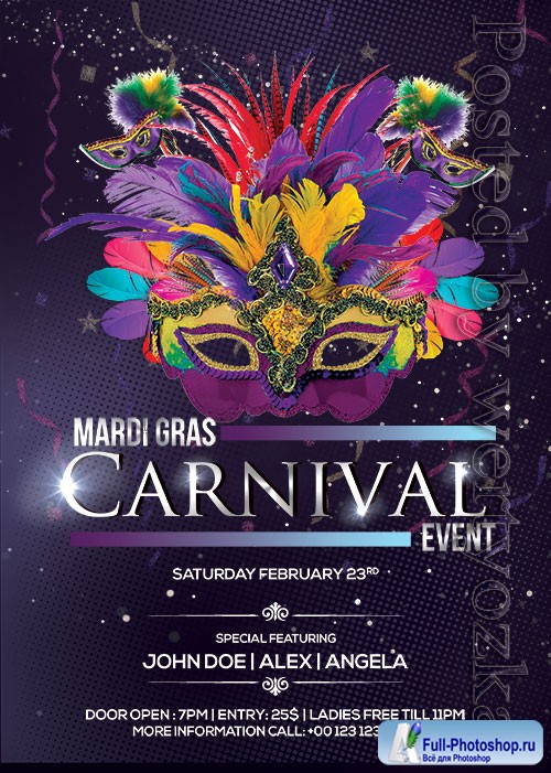 Mardi Gras Carnival - Premium flyer psd template