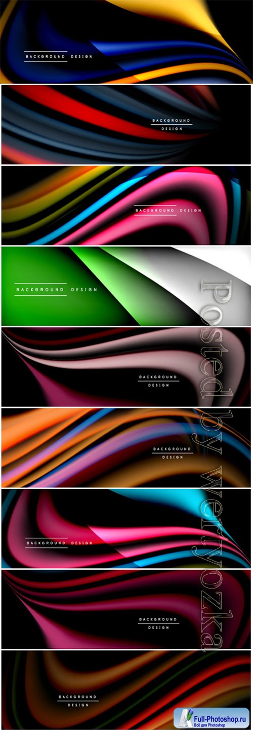 Wave lines and shapes in color vector banner background