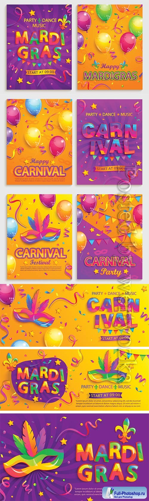 Mardi gras carnival poster, Venice carnival vector design # 3