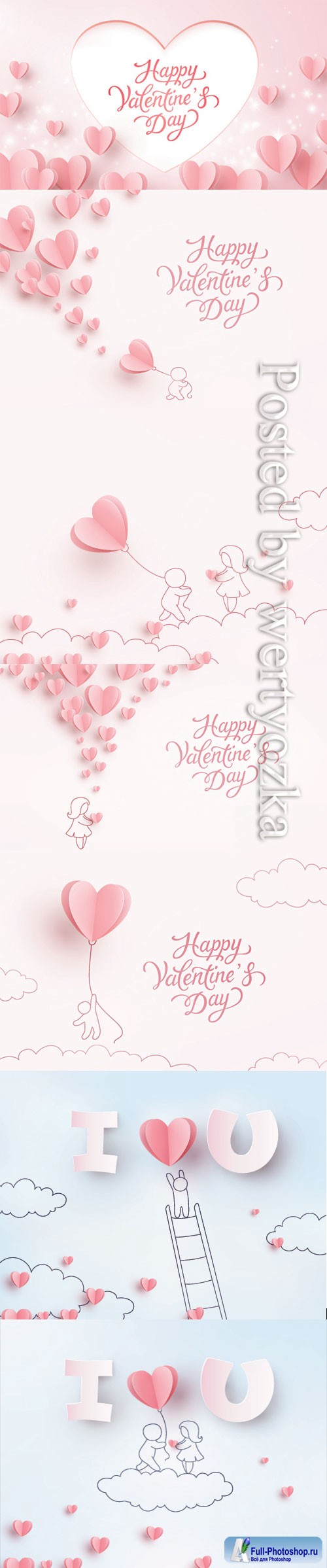 Happy Valentine's Day, vector hearts of couples in love # 18