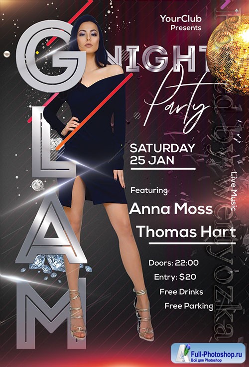 Glam Night Party - Premium flyer psd template