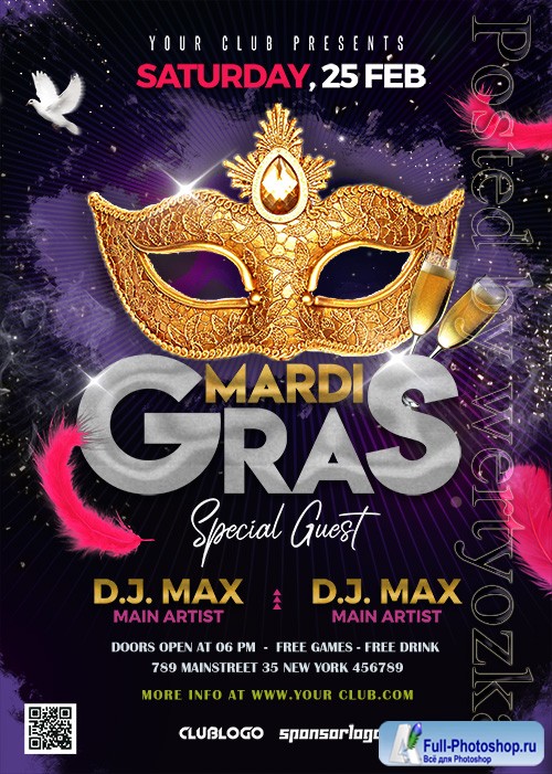 Mardi Gras Party - Premium flyer psd template