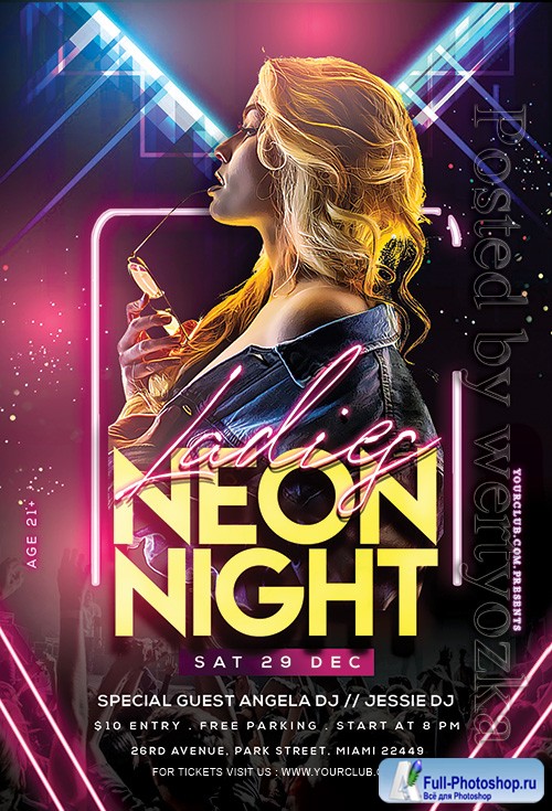 Ladies Neon Night - Premium flyer psd template