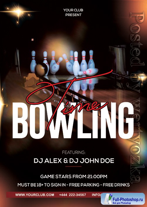 Bowling Time - Premium flyer psd template