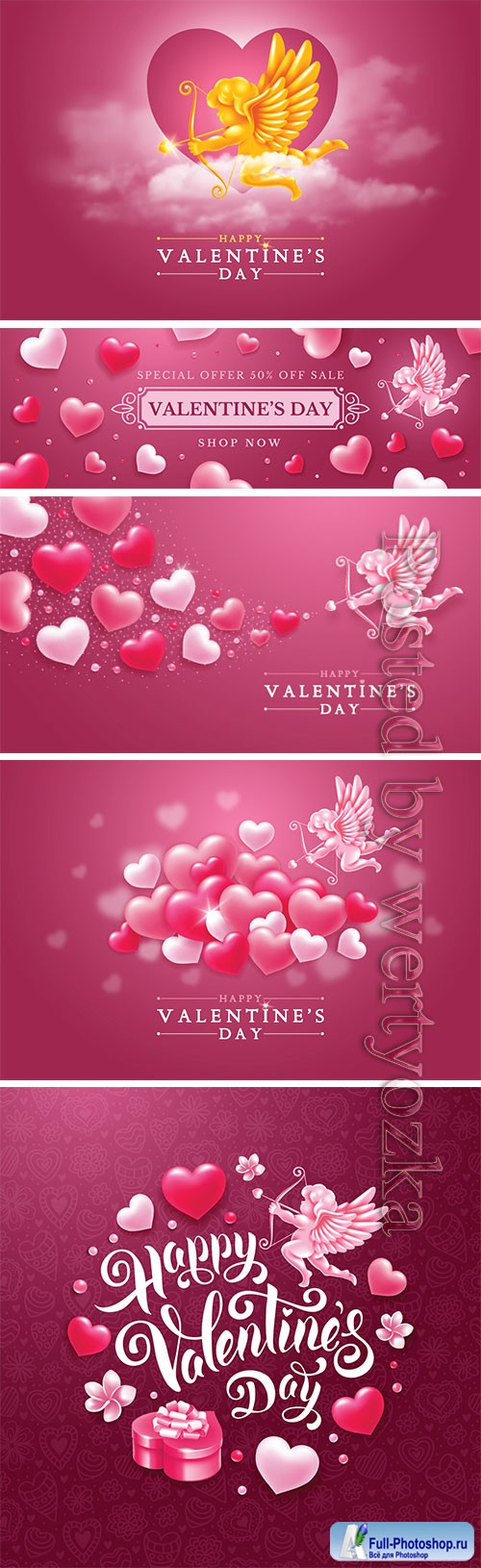 Valentines day vector card with cupid
