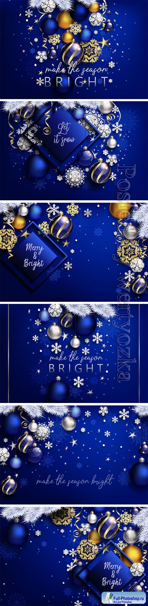 Modern blue Christmas vector composition