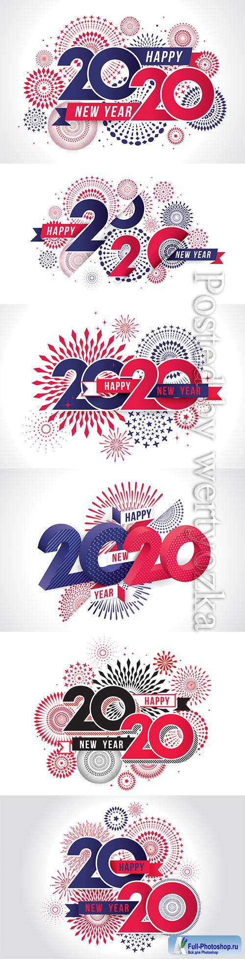 Happy new year 2020 vector illustration of fireworks