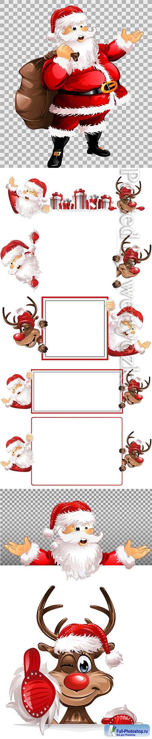 Santa Claus and deer on a vector background