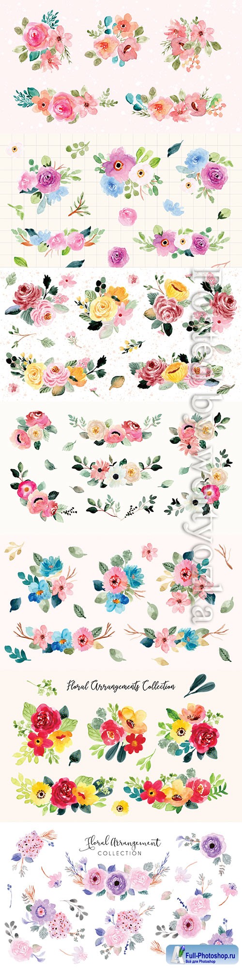 Pretty flower arrangement watercolor collection