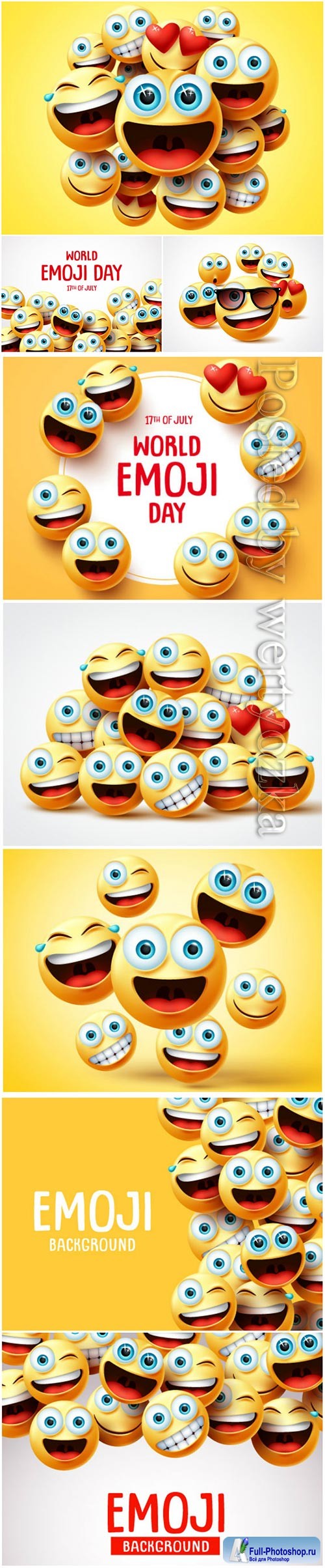 Smiley emoji faces group vector design
