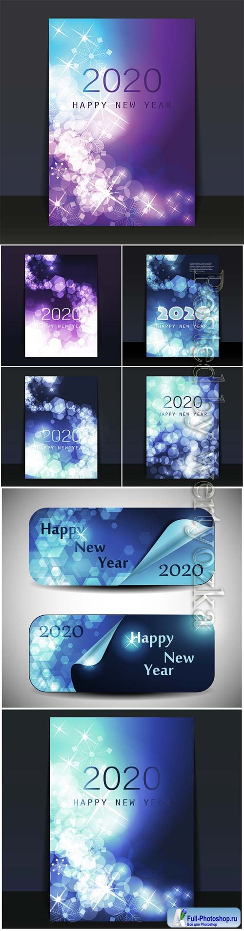 New Year Card 2020, flyer or cover vector design