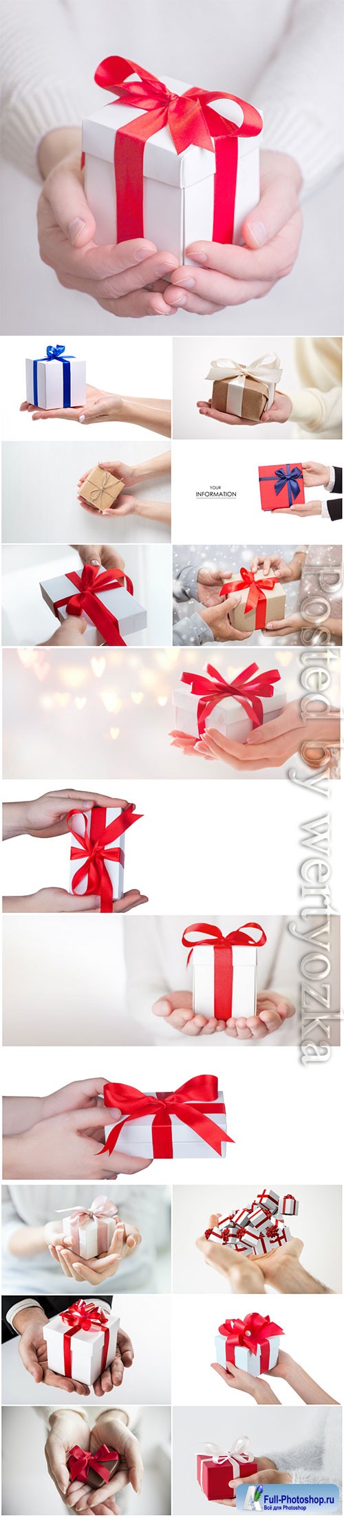 Gift box in the hands, New Year's and Christmas