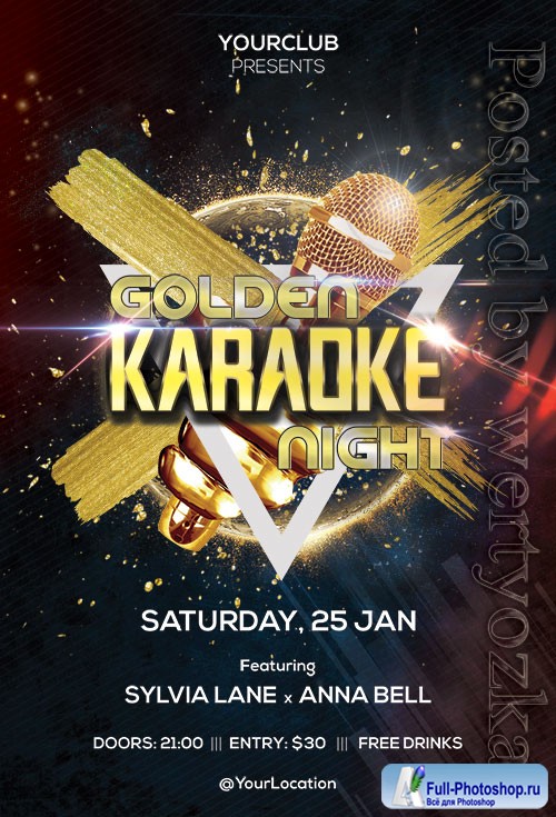 Golden Karaoke Night - Premium flyer psd template