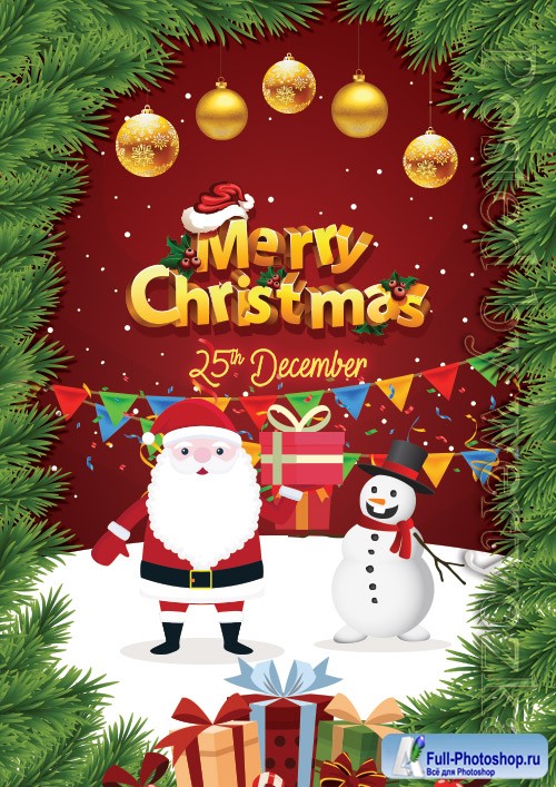 Merry Christmas Greeting - Premium flyer psd template