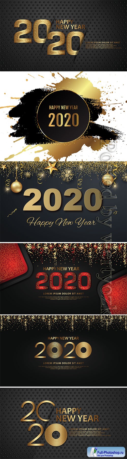 Gold Happy New Year vector background with snowflake