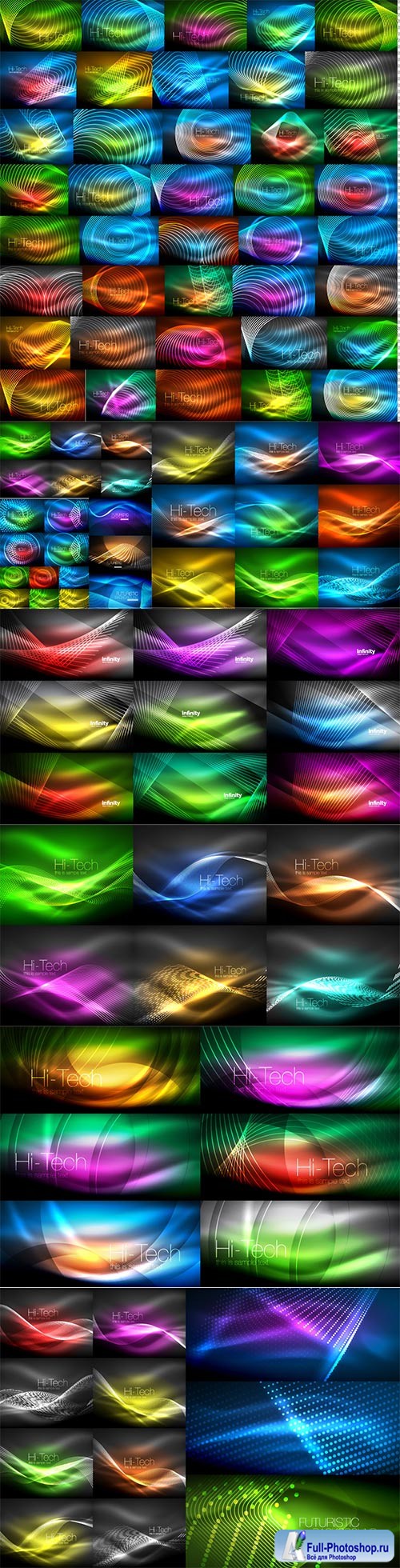 Mega collection of neon glowing waves # 6