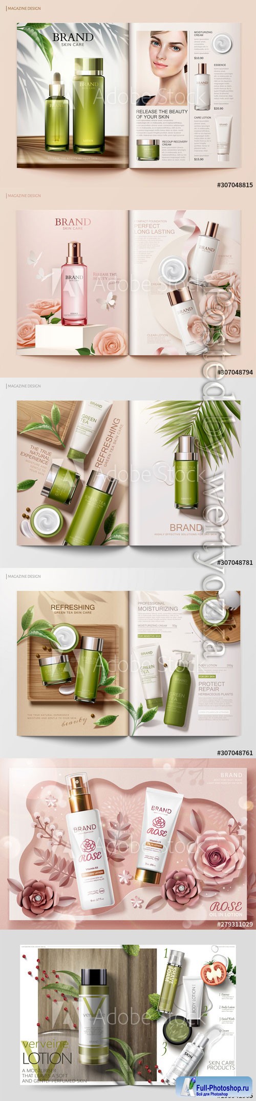 Skincare magazine vector template