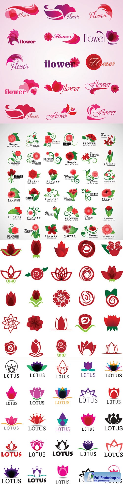 Flower icons vector set