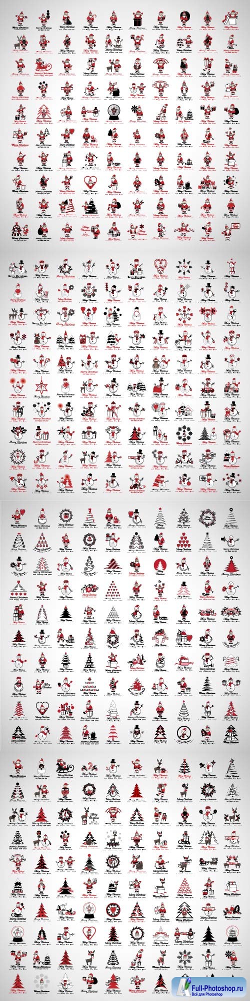 Santa Claus icons and Christmas elements set
