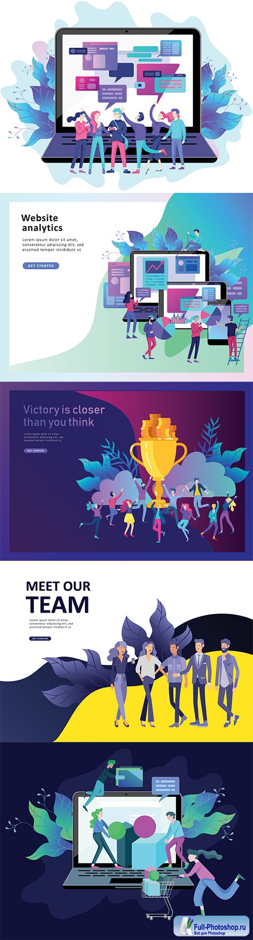Website page isometric vector, flat banner concept 
