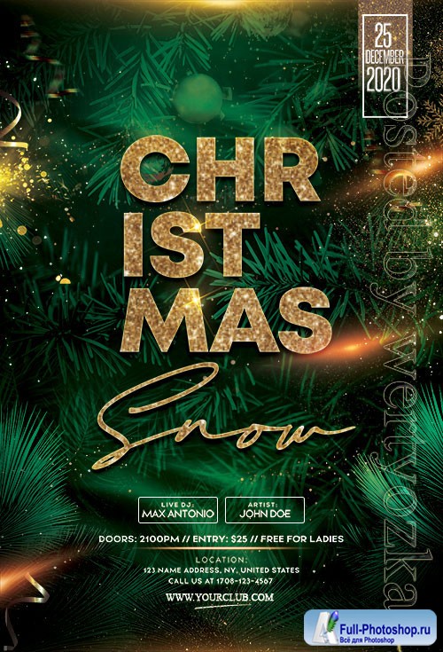Main Files Christmas Snow Party - Premium flyer psd template