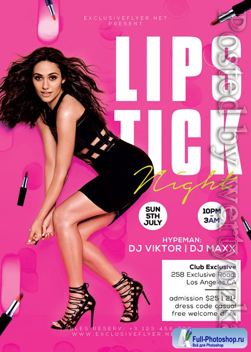Lipstick night - Premium flyer psd template