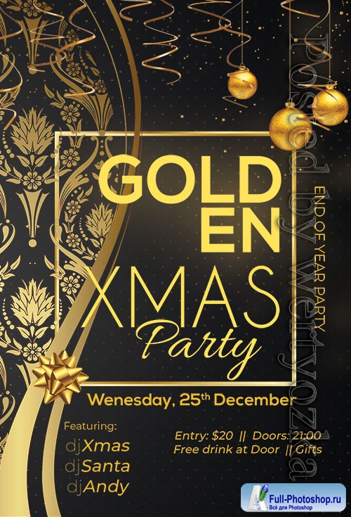 Golden Xmas Party - Premium flyer psd template