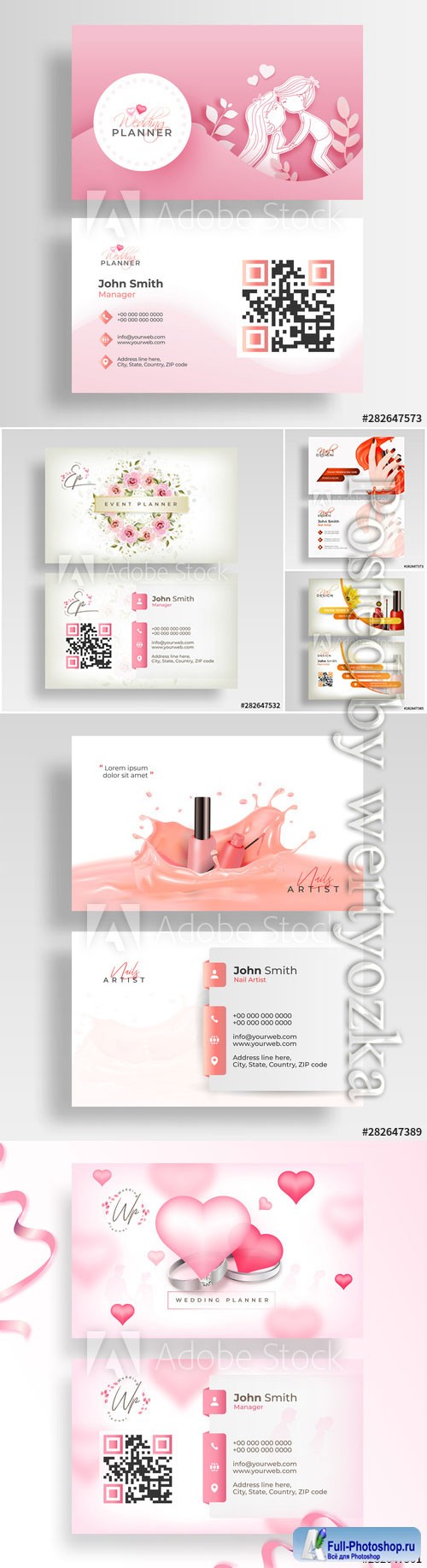 Wedding business cards, business cards for beauty salon in vector